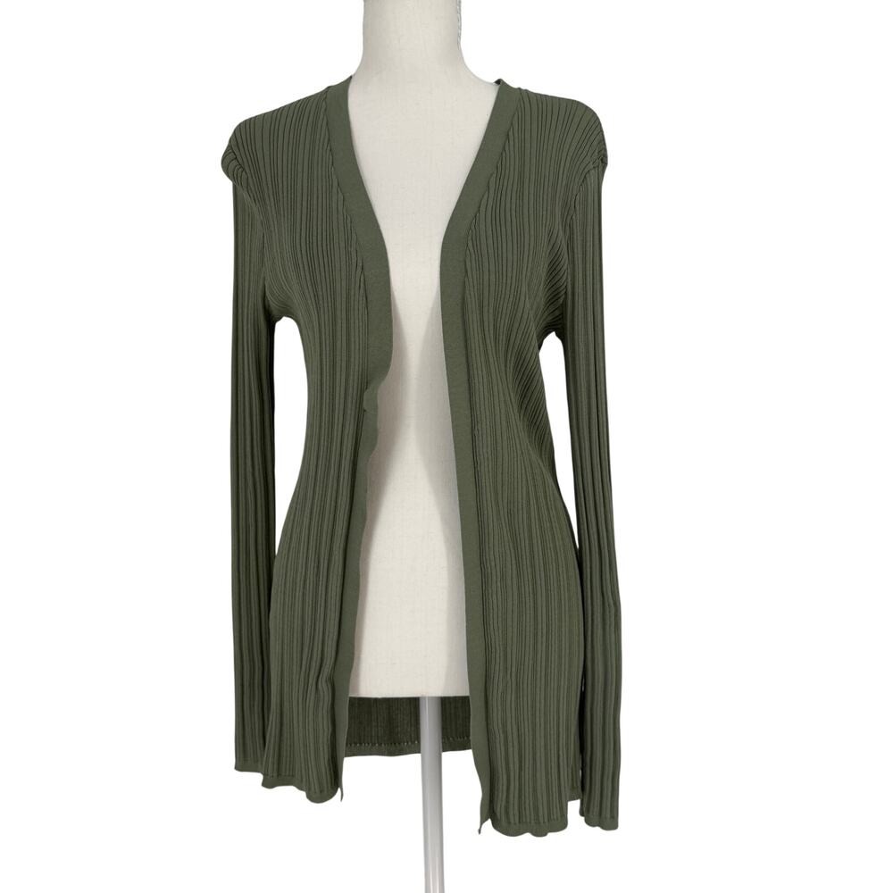 Joie Sage Green Ribbed Open Front Longline Cardigan Sweater Womens Size‎ Medium